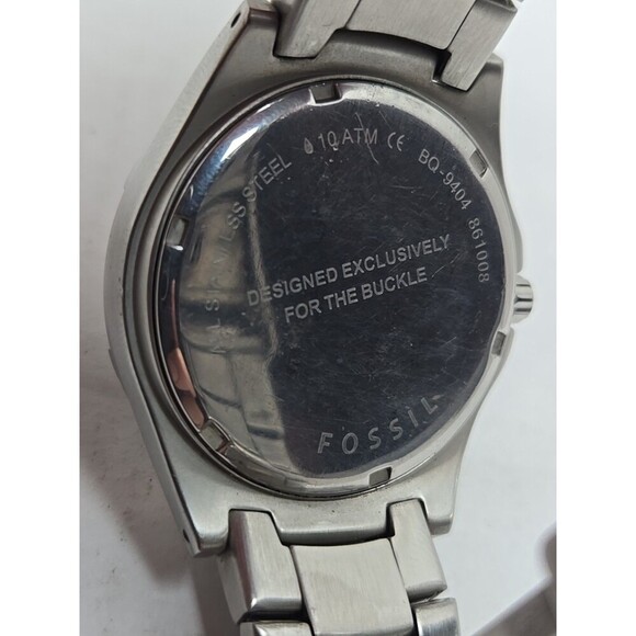 Fossil BQ-9404 Red Black Dial Day Date Watch Stainless Steel 10 ATM New Battery - Picture 11 of 11